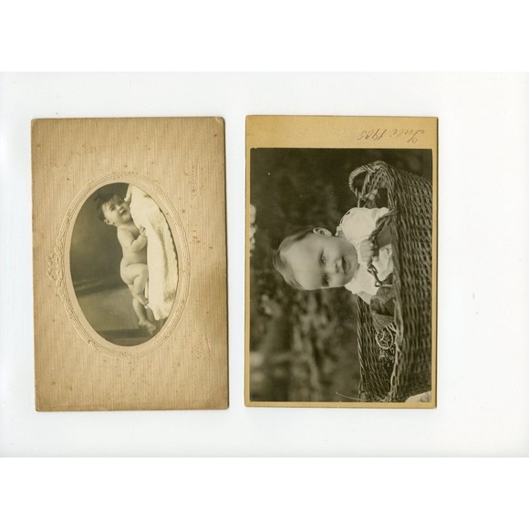 8 Antique Vintage Baby Photographs Cabinet Cards Photos Post Cards NJ  PA Europe - Picture 6 of 7